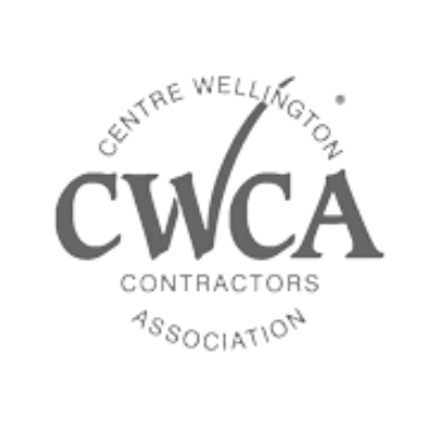 The image shows a logo for the Centre Wellington Contractors Association, featuring the acronym CWCA within a circular text arrangement.