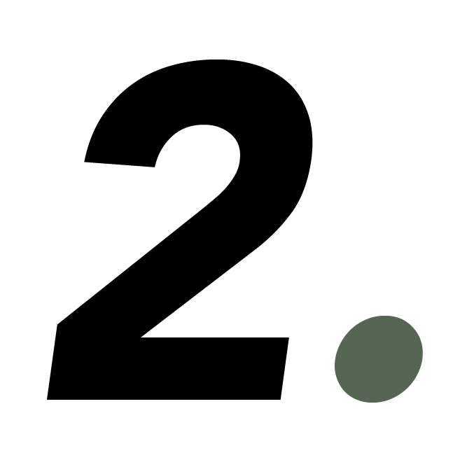 The image displays a large, bold black number "2" with a small gray dot on a white background. Minimalistic design.
