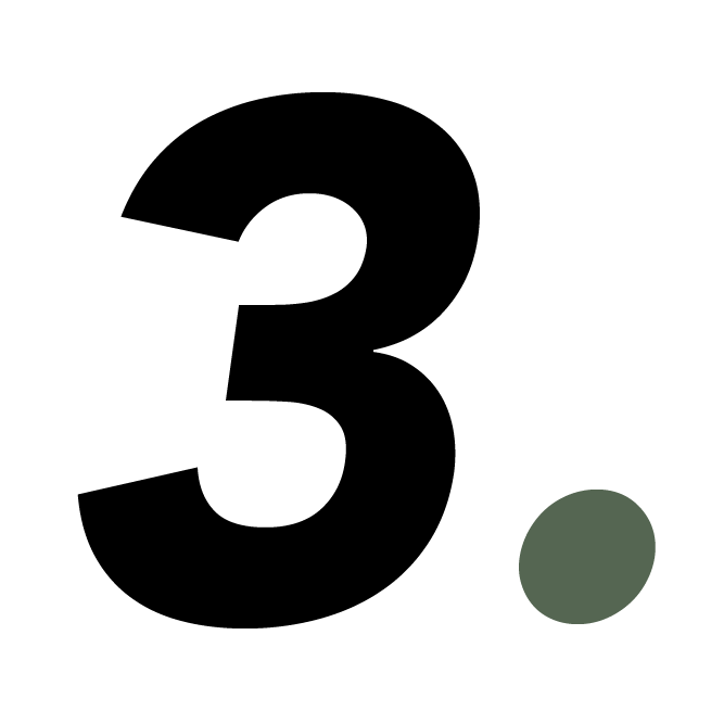 A large, bold black number 3 followed by a gray dot on a white background, conveying simplicity and modern design.