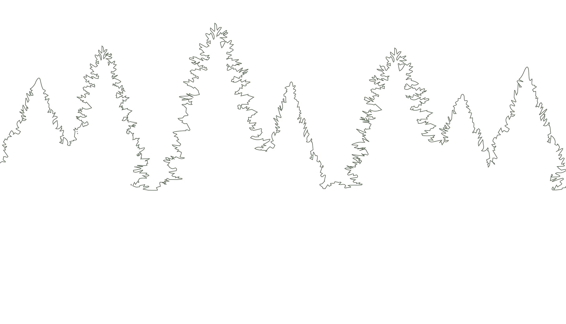 Minimalist image showing outlines of trees forming a mountain shape. Simple and abstract design with a natural, artistic feel.